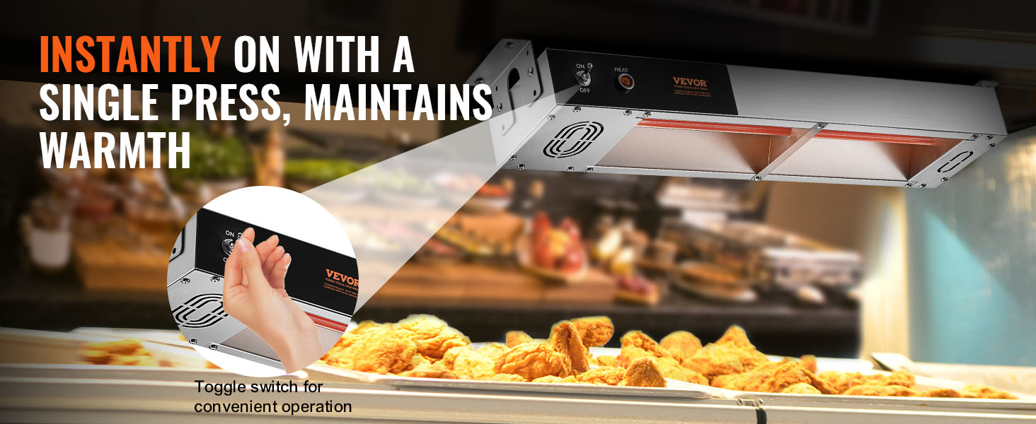 VEVOR french fry warmer with toggle switch, keeping fried food warm with a single press.