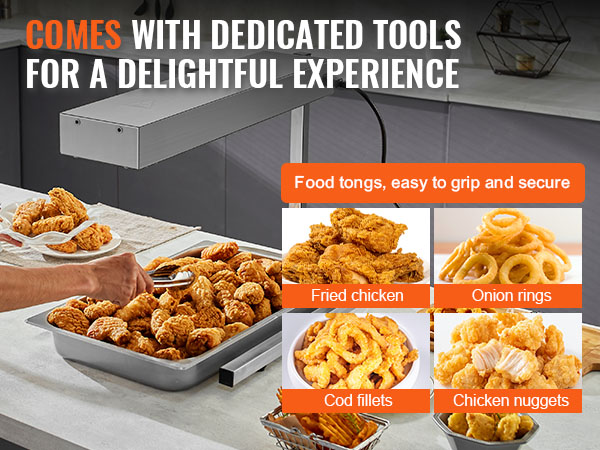serving fried chicken and more with a VEVOR french fry warmer, food tongs for easy grip.
