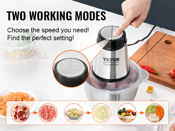 VEVOR electric meat grinder with two working modes for meat, beans, veggies, and chopped ingredients.