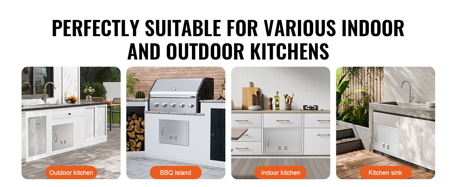 VEVOR bbq access door for various indoor and outdoor kitchens, including outdoor kitchen and bbq island.