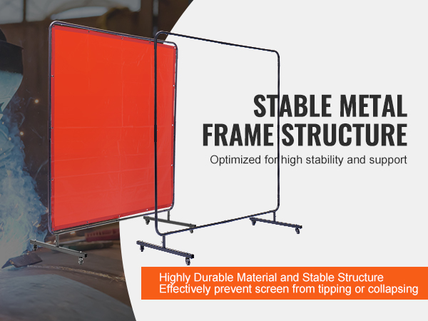 VEVOR welding screen with stable metal frame structure, providing high stability and support for safety.