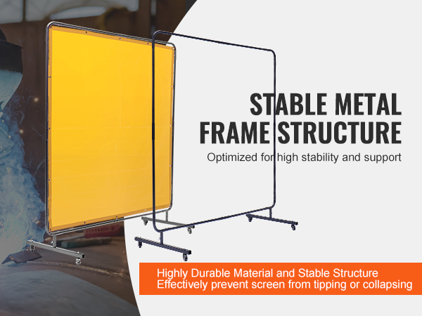 VEVOR welding screen with stable metal frame, high durability, and anti-tipping design features.