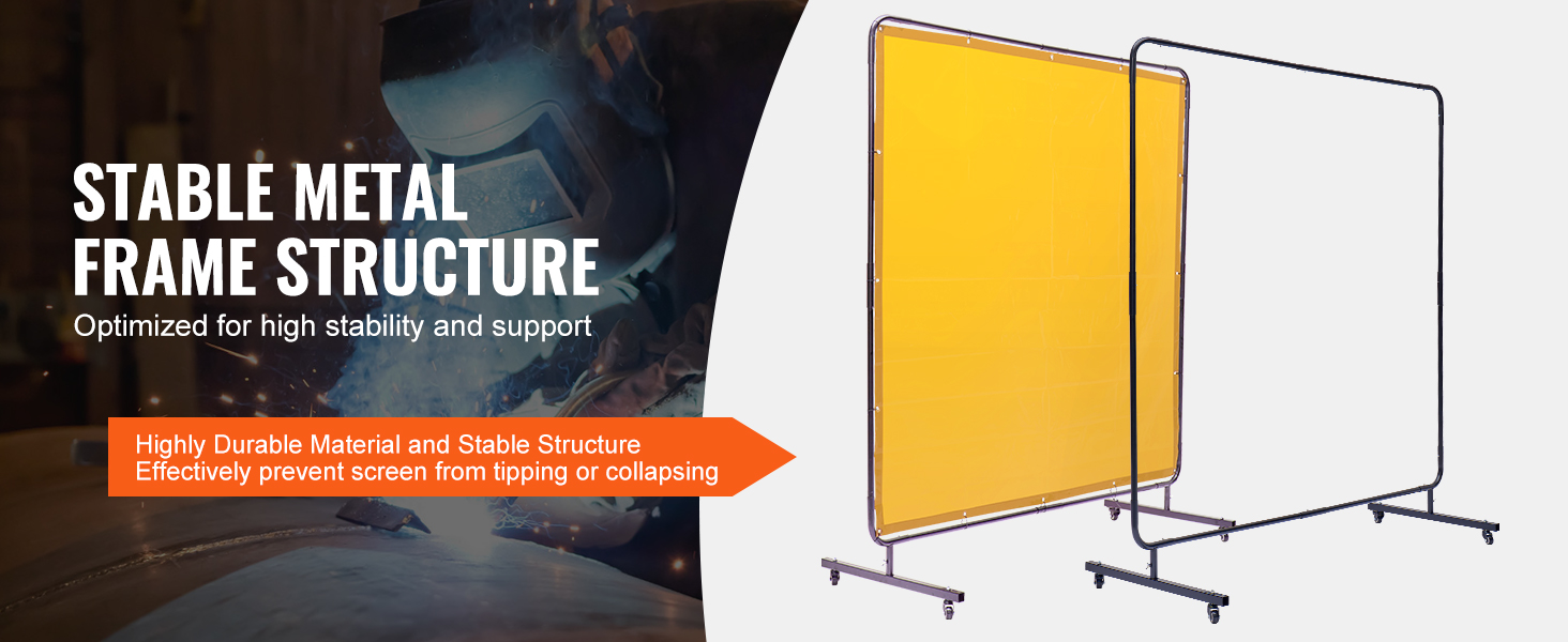 VEVOR welding screen with stable metal frame, high durability, and anti-tipping design features.