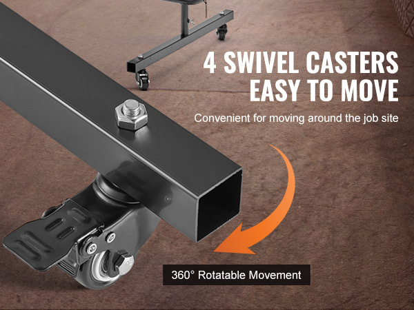 4 swivel casters on a VEVOR welding screen, offering 360° rotatable movement, easy to move on job sites.