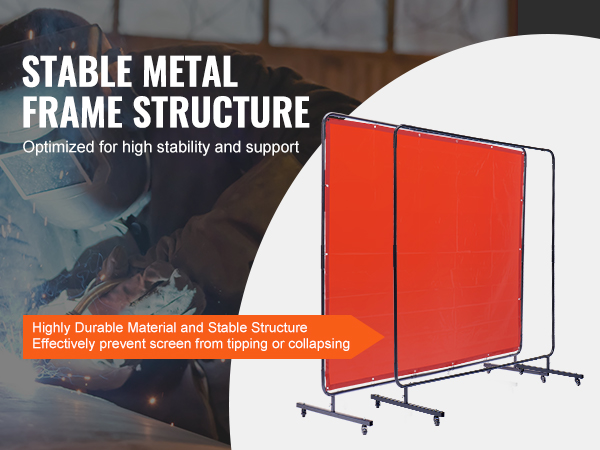 VEVOR welding screen with stable metal frame structure and durable red panels for high stability.