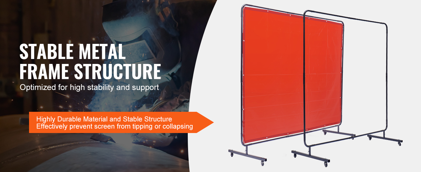 VEVOR welding screen with stable metal frame structure and durable red panels for high stability.