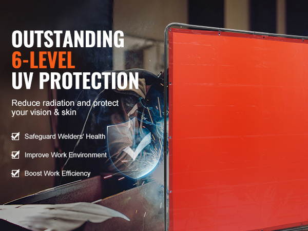 VEVOR welding screen with 6-level uv protection, enhancing welder safety, work environment, and efficiency.