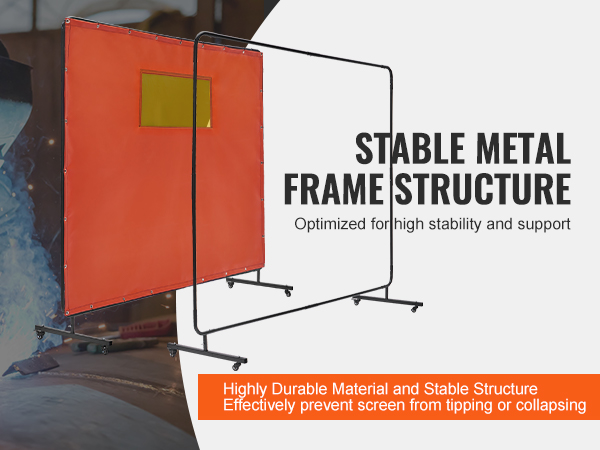 VEVOR welding screen with stable metal frame and durable material preventing tipping or collapsing.