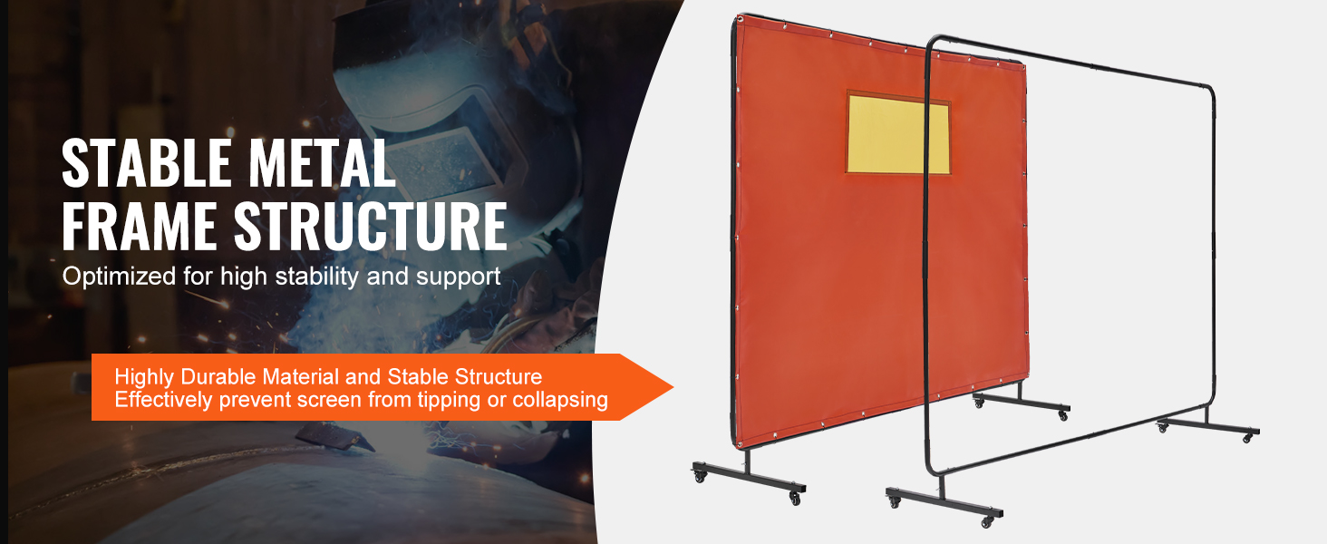 VEVOR welding screen with stable metal frame and durable material preventing tipping or collapsing.