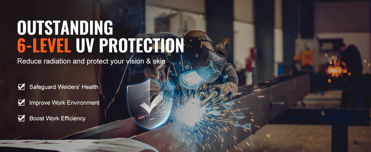 welders using the VEVOR welding screen showcasing 6-level uv protection for safer work environment.