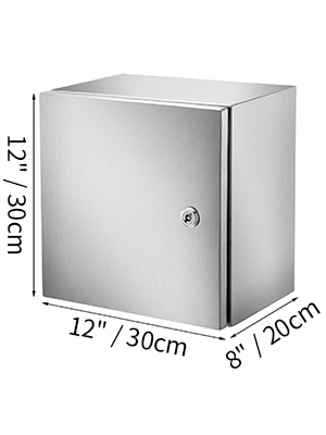 VEVOR nema stainless steel enclosure, 12"x12"x8", sleek lockable design.