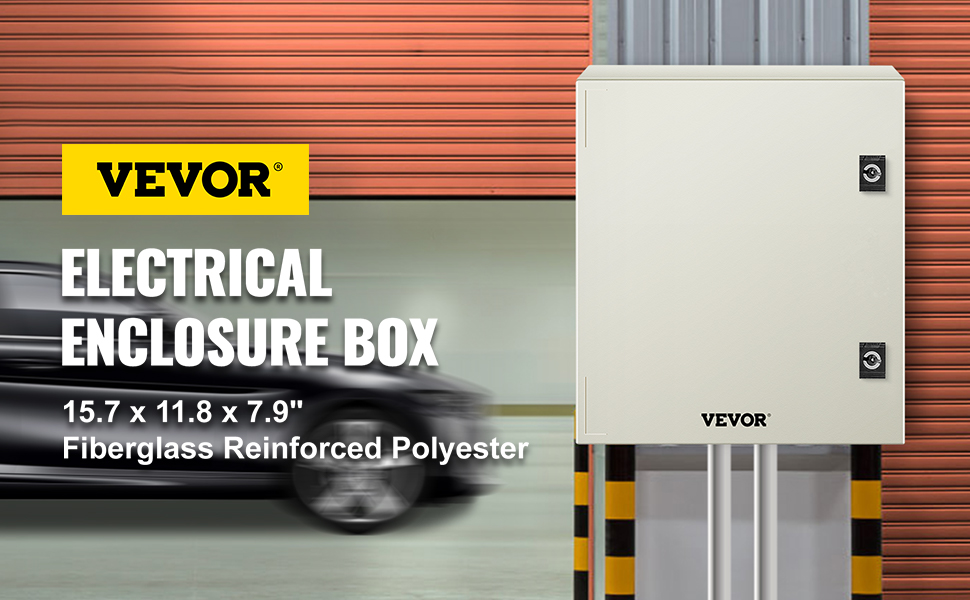 VEVOR nema steel enclosure for electrical components by a garage door.