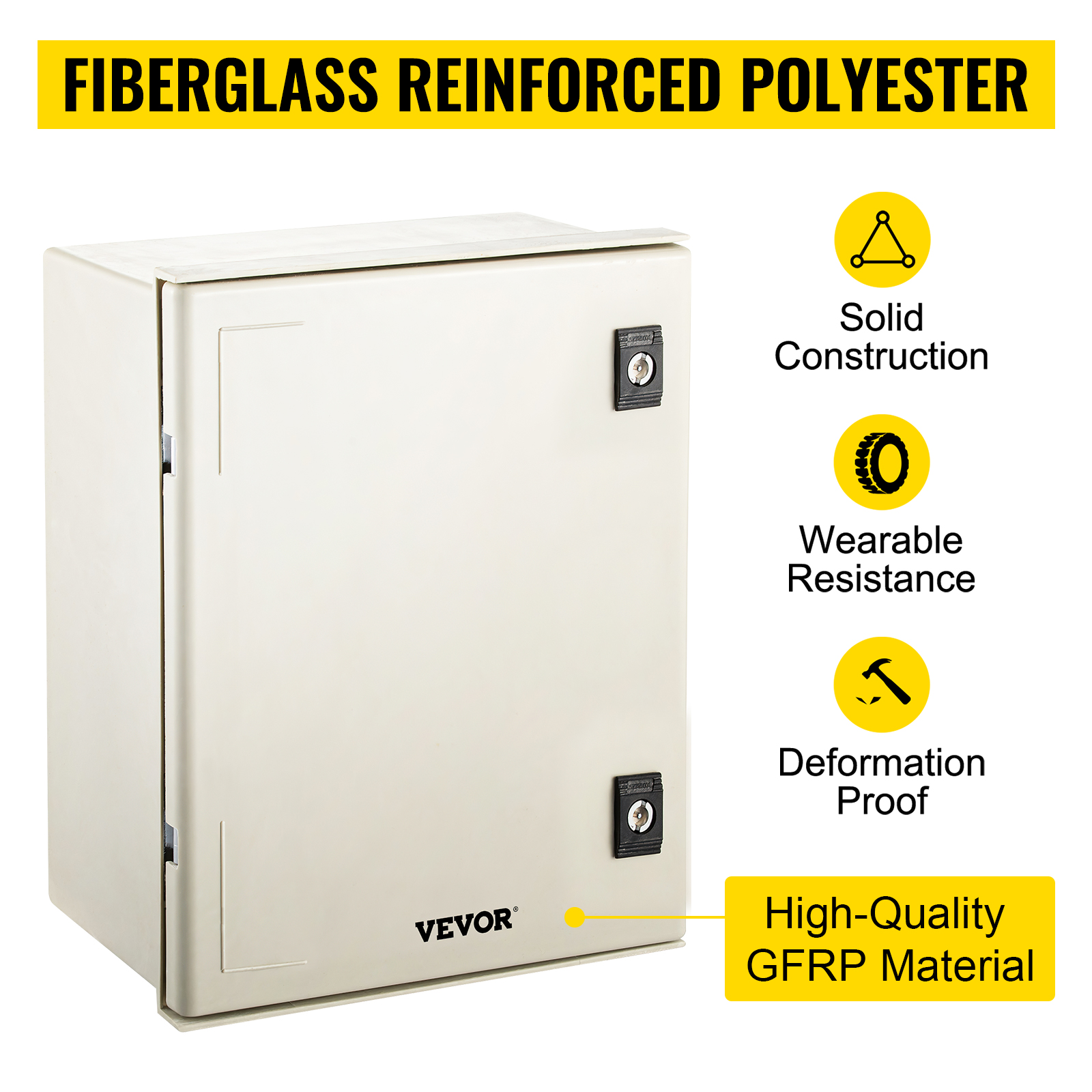 VEVOR nema steel enclosure with fiberglass reinforced polyester, solid and wear-resistant.