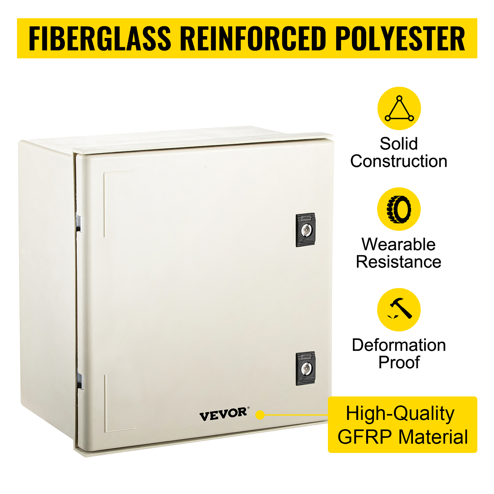 VEVOR nema 4x electrical enclosure made of fiberglass reinforced polyester.