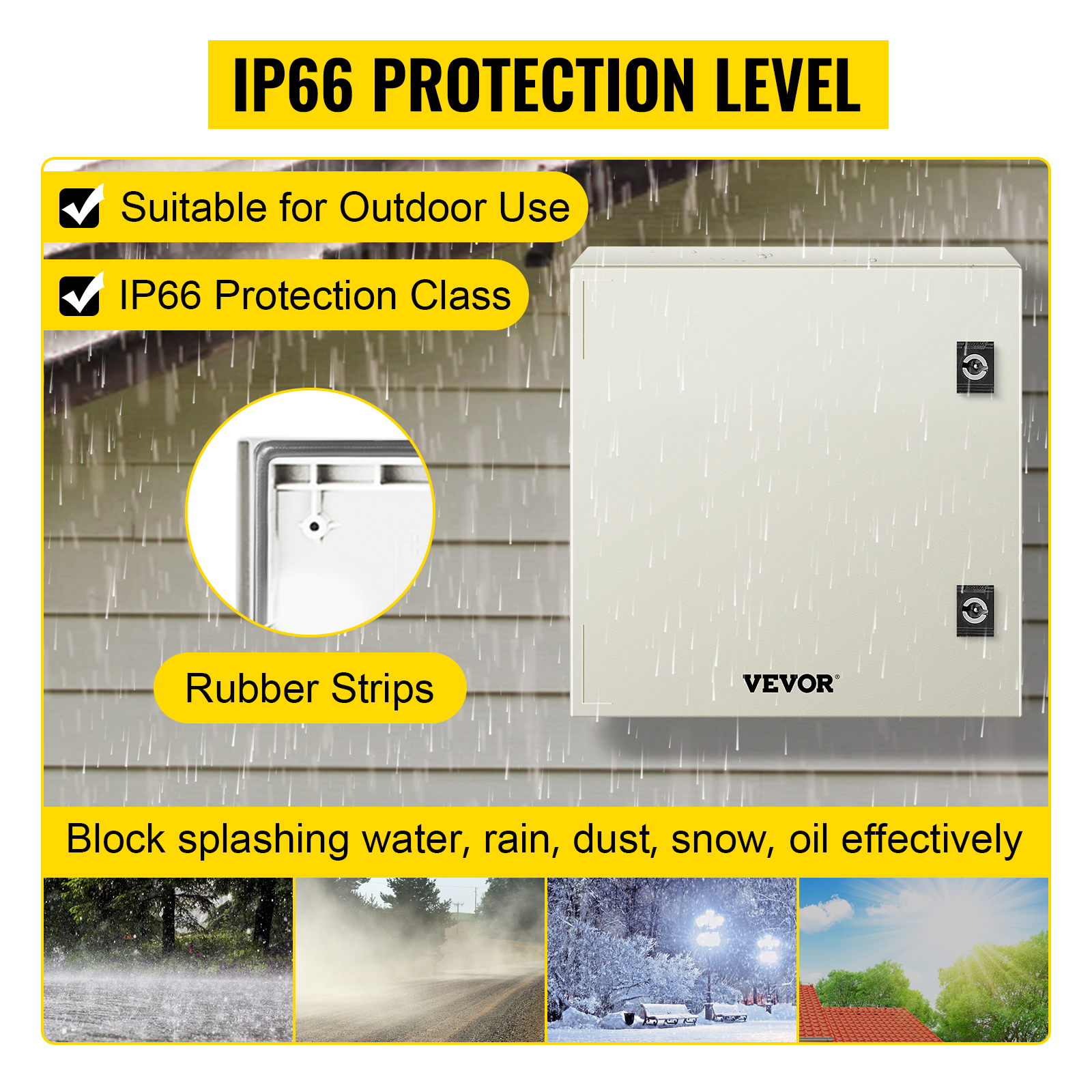 VEVOR nema 4x electrical enclosure with ip66 protection, ideal for outdoor use.