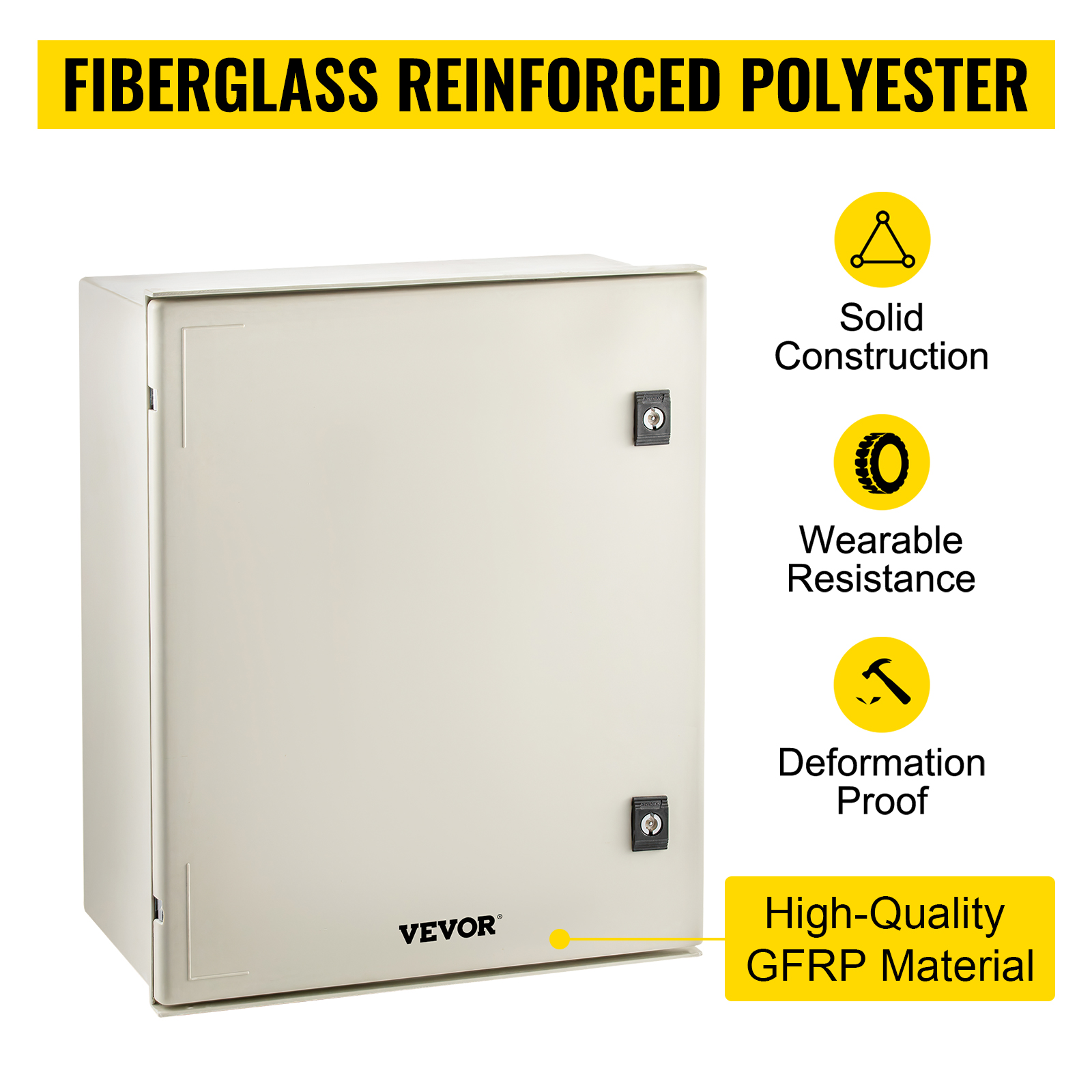 VEVOR nema enclosure made from fiberglass reinforced polyester with locks and durable features.