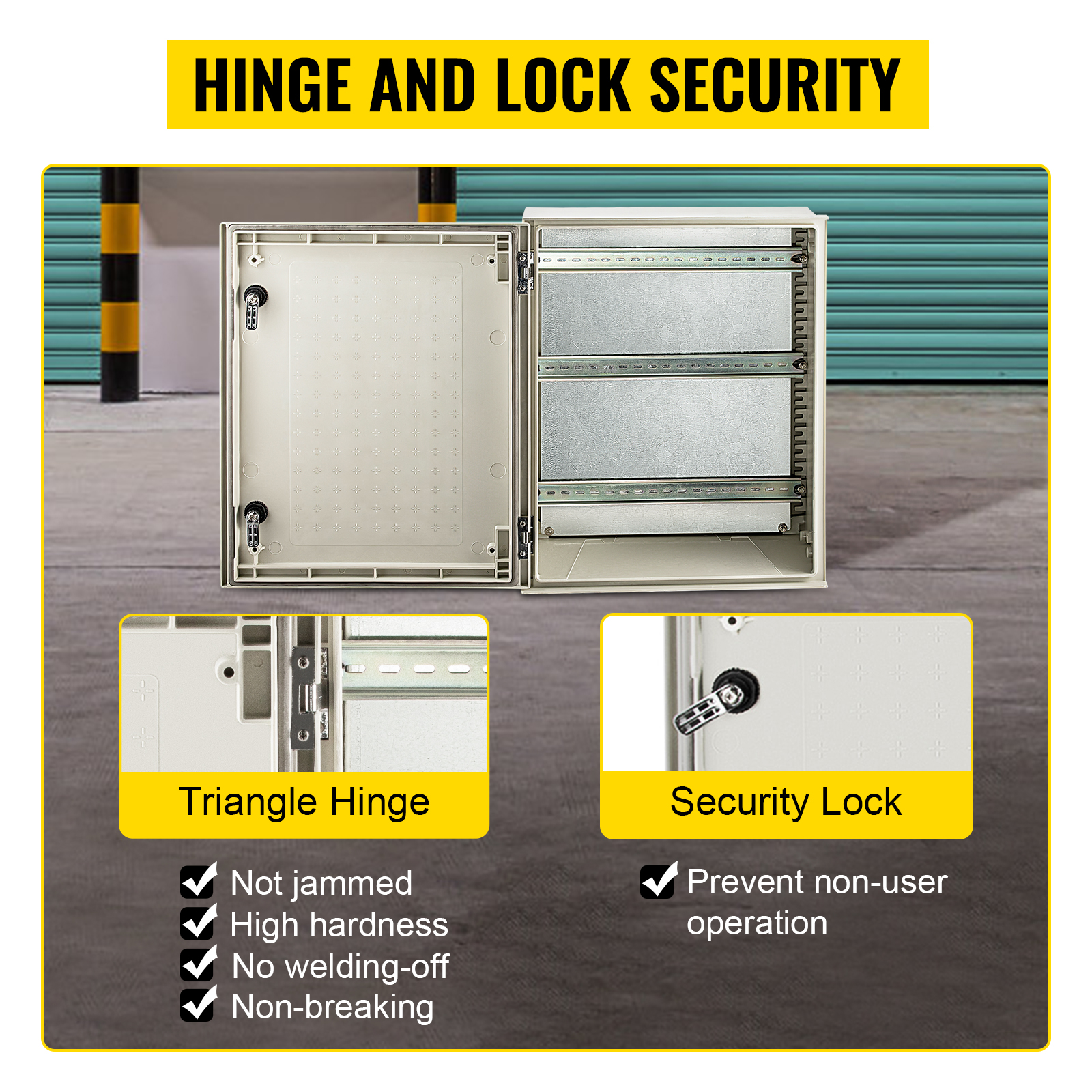 VEVOR nema enclosure with secure hinge and lock system for enhanced protection.