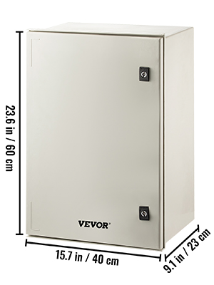 VEVOR nema 4x enclosure with dimensions: 23.6x15.7x9.1 inches.