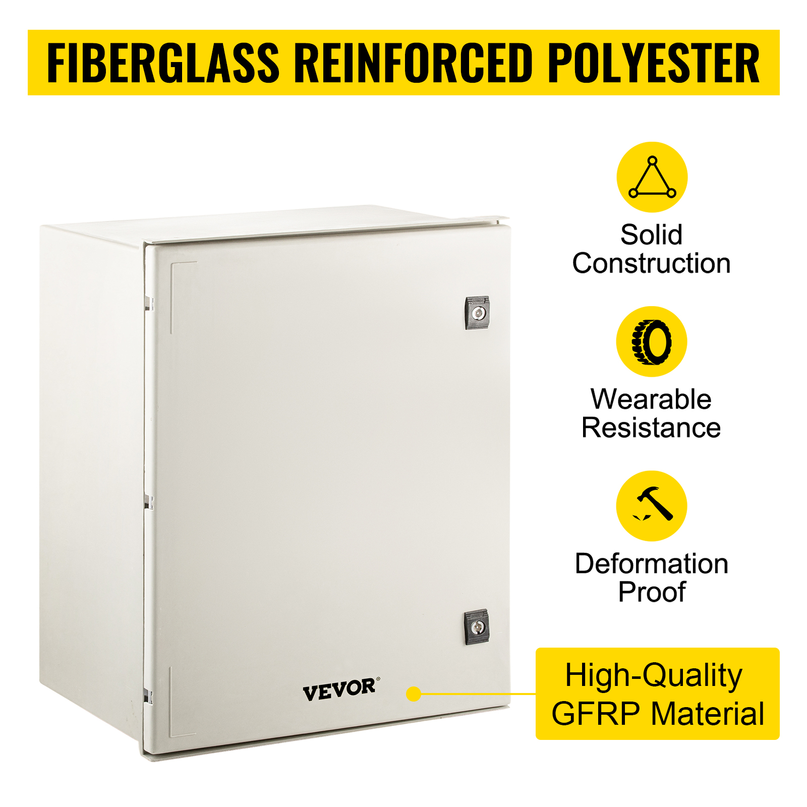VEVOR nema 4x electrical enclosure made of fiberglass reinforced polyester.