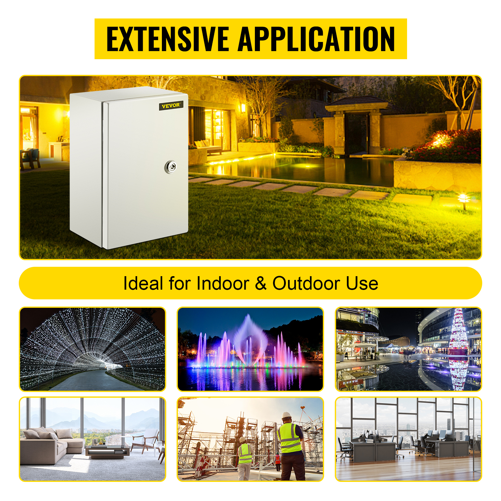 VEVOR nema 4x steel enclosure for various indoor and outdoor applications.