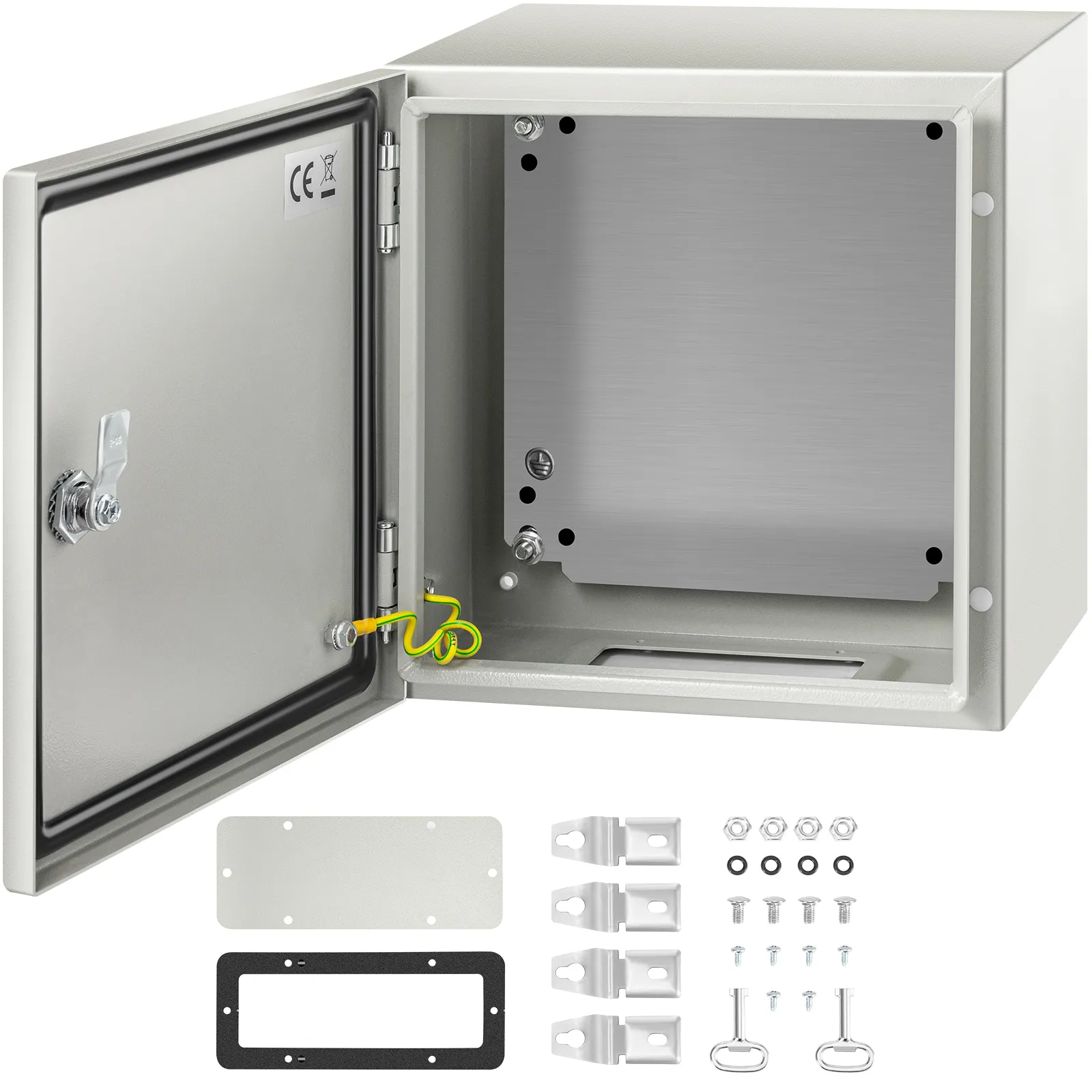 VEVOR nema steel enclosure, open with hardware components and mounting accessories