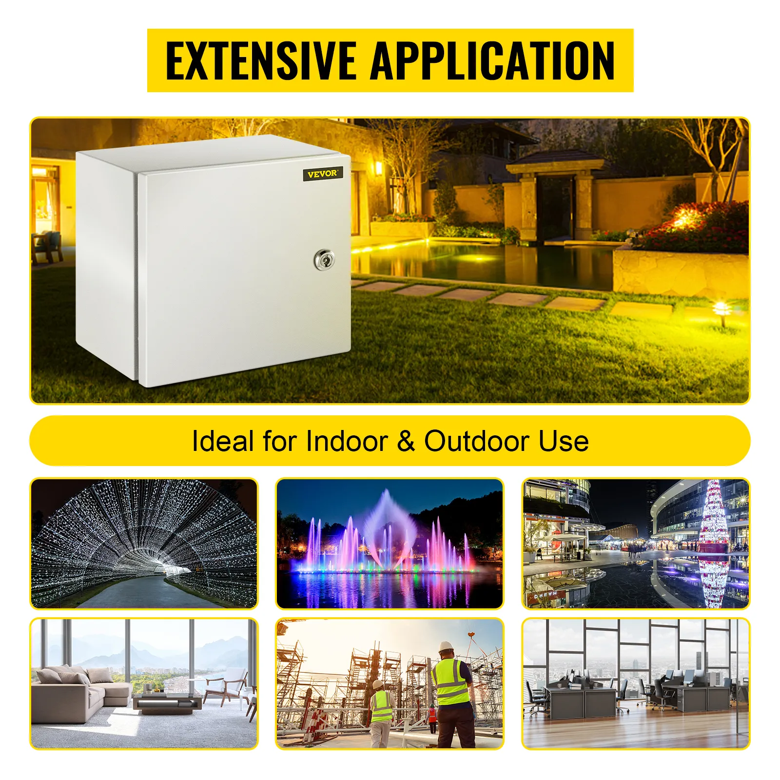 Стальной корпус VEVOR nema для широкого применения внутри и снаружи помещений.