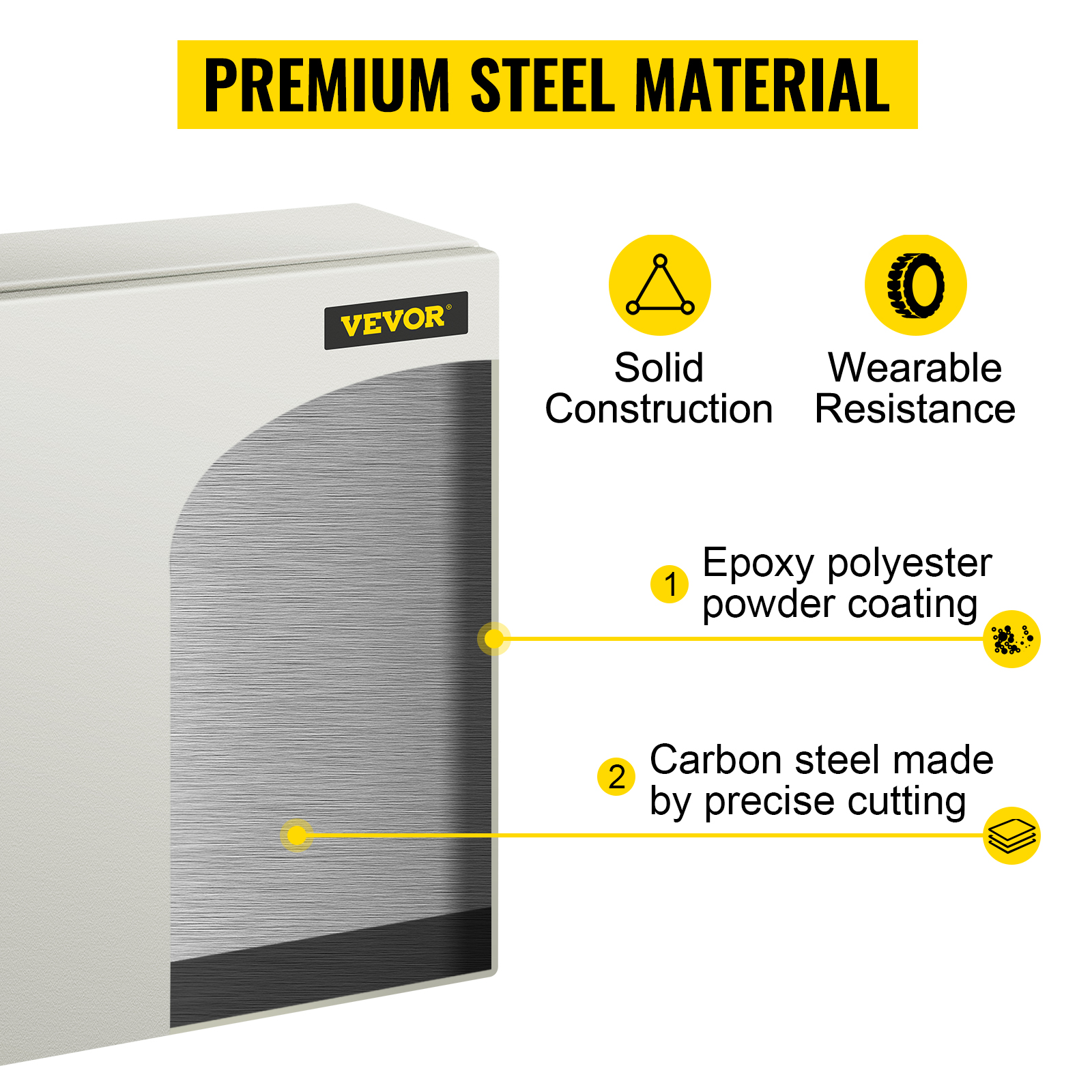 VEVOR nema 4x steel enclosure, premium material, solid construction, wearable resistance.