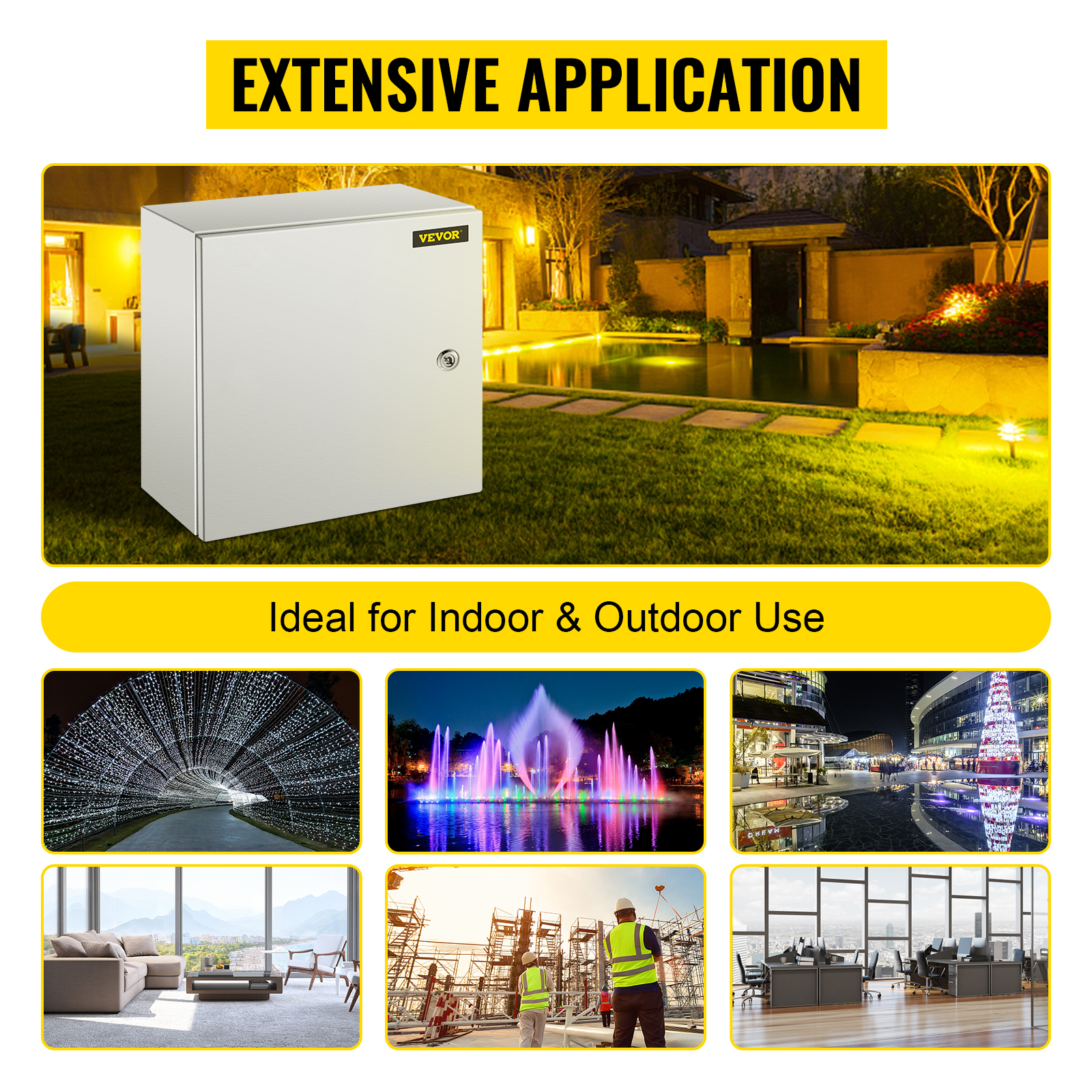 VEVOR nema steel enclosure for extensive indoor and outdoor applications.