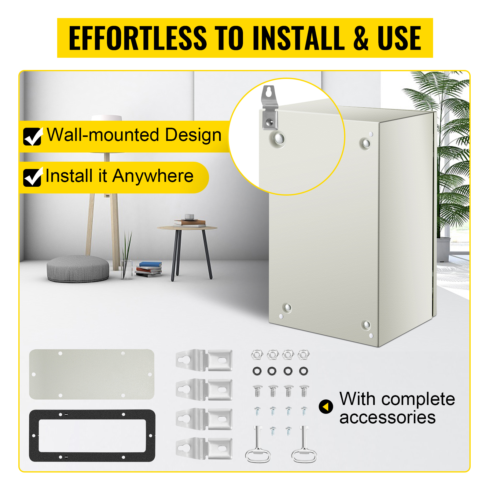 VEVOR nema steel enclosure – effortless to install with complete accessories.