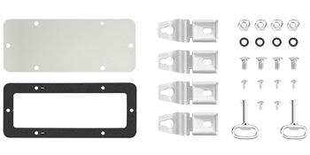 VEVOR nema steel enclosure parts, including brackets, screws, nuts, gaskets, and keys.