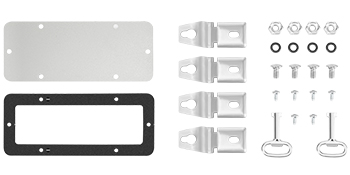 VEVOR nema steel enclosure parts with mounting brackets, screws, gaskets, and keys.