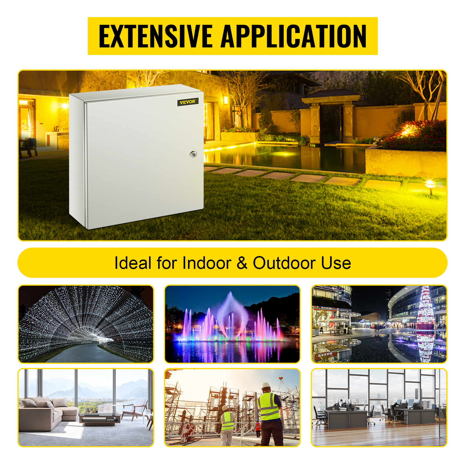 VEVOR nema steel enclosure for versatile indoor & outdoor applications.