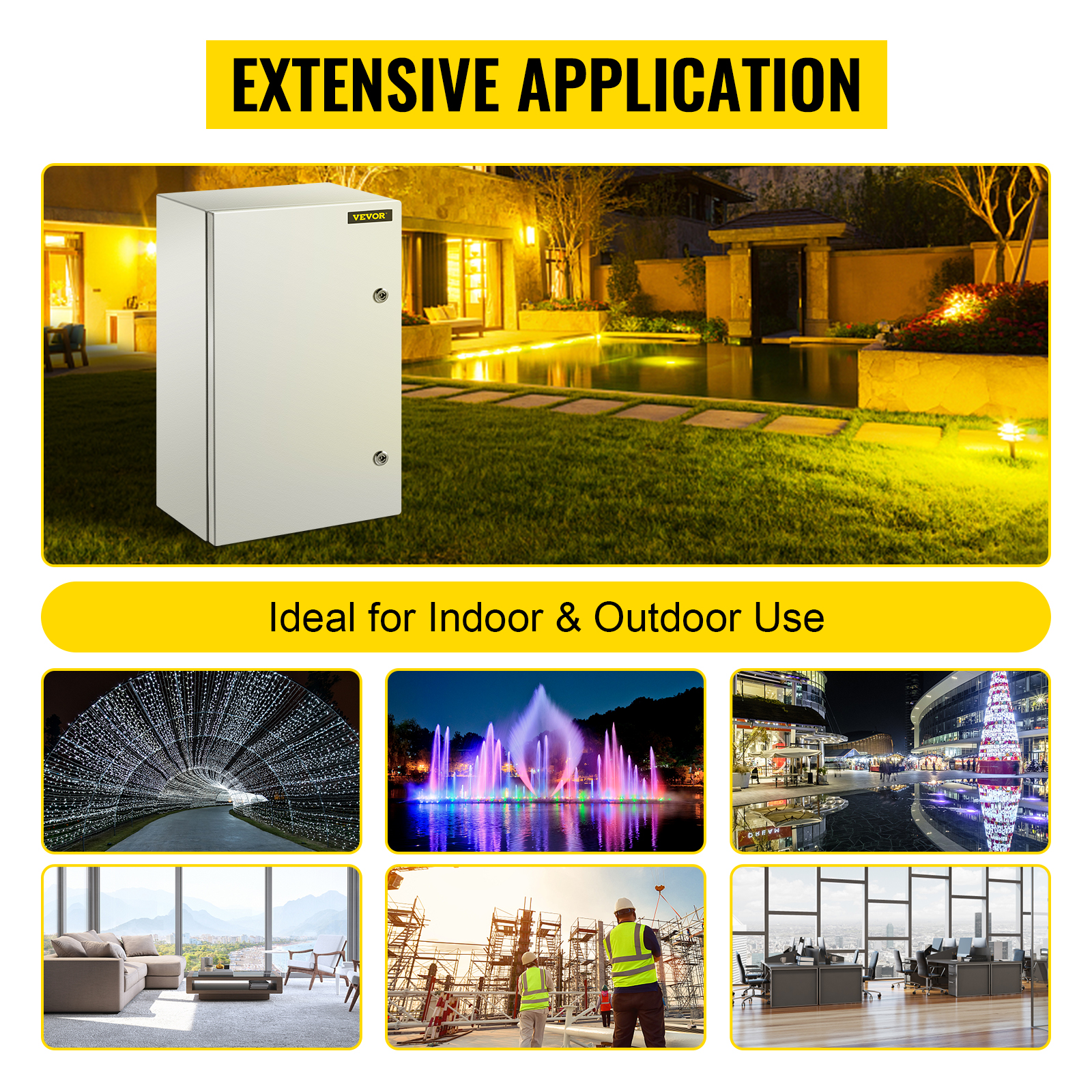 VEVOR nema 4x steel electrical enclosure for extensive indoor & outdoor use applications.