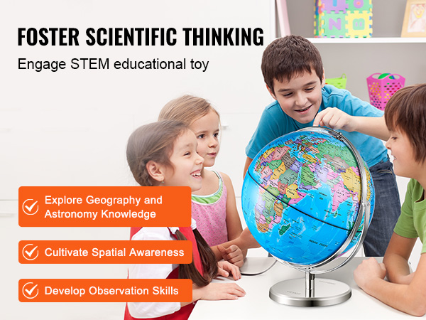 children learning geography with VEVOR illuminated globe, exploring stem concepts in a classroom setting.