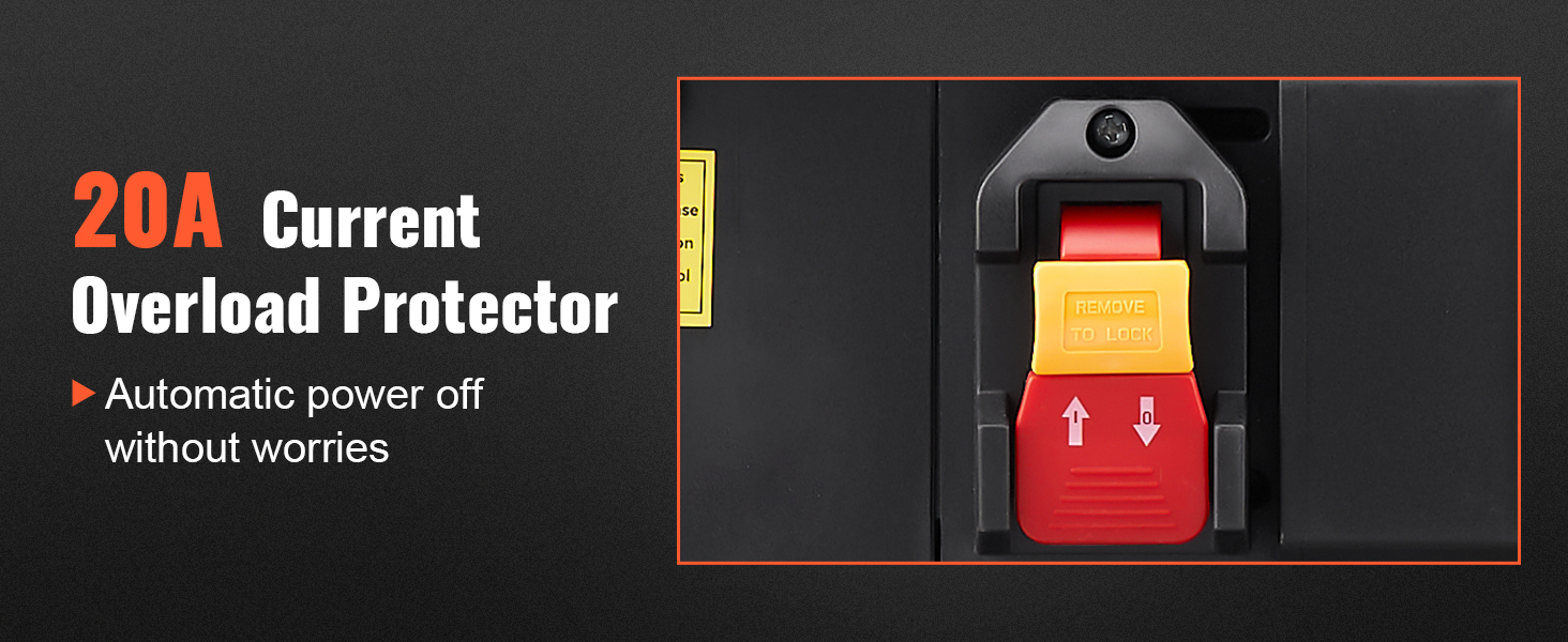 20a srovės perkrovos saugiklis; automatinio išsijungimas funkcija VEVOR storis obliumi.