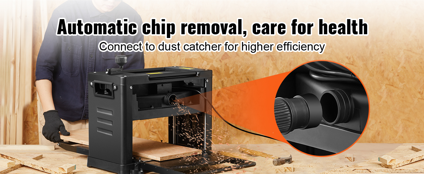 VEVOR storis obliumi su automatine drožlių šalinimo, prijungti prie dulkių gaudytuvas, didesnio efektyvumo.