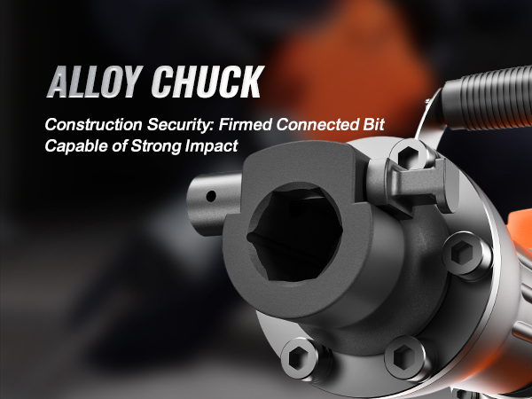 VEVOR demolition jack hammer with alloy chuck for strong impact and secure bit connection.
