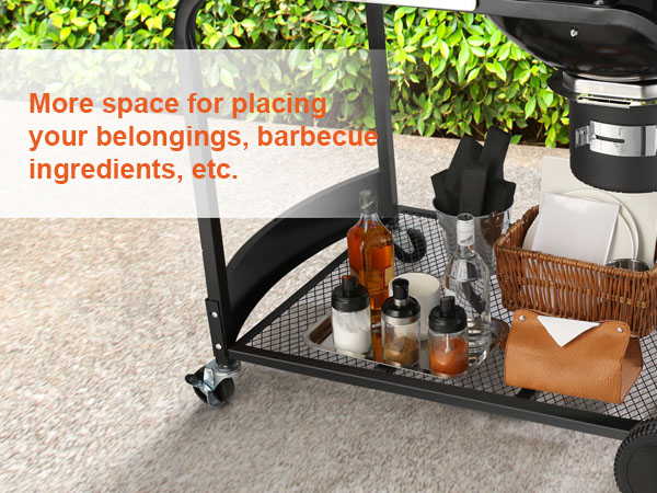 VEVOR charcoal grill with storage shelf and barbecue accessories for outdoor cooking.