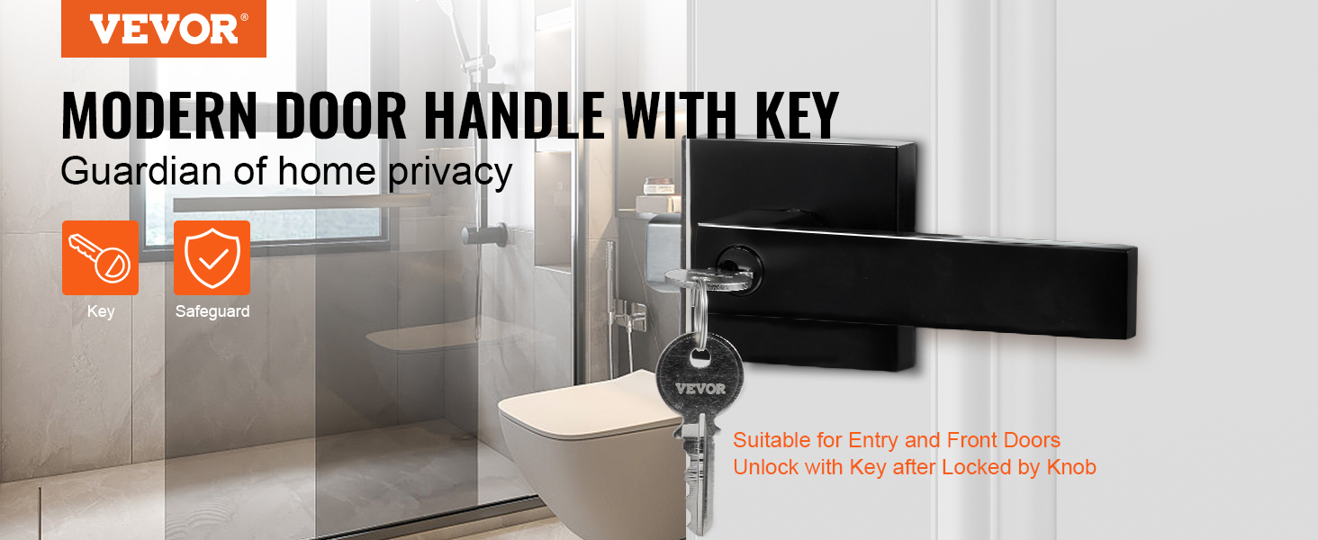 VEVOR entry lever door handle, modern design with key for home privacy and security.