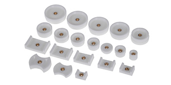 VEVOR pulksteņu remonta komplekta baltās plastmasas sastāvdaļas, kas sakārtotas rindās.