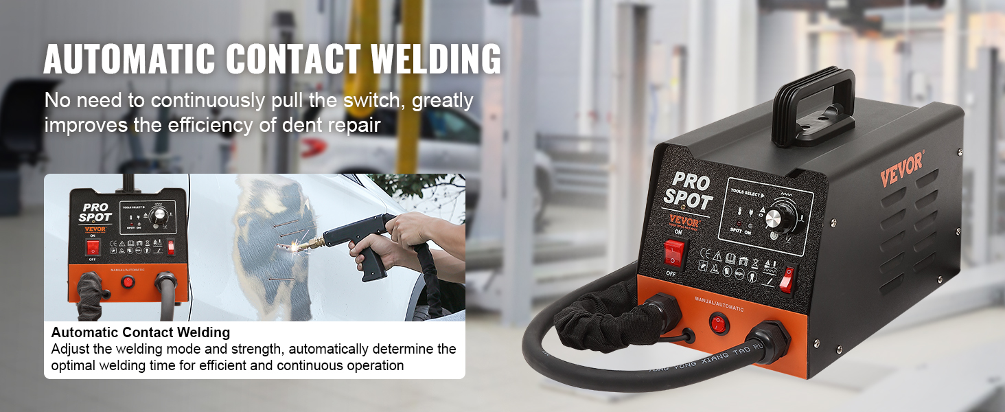 VEVOR stud welder dent repair kit showcasing automatic contact welding for efficient dent repair.
