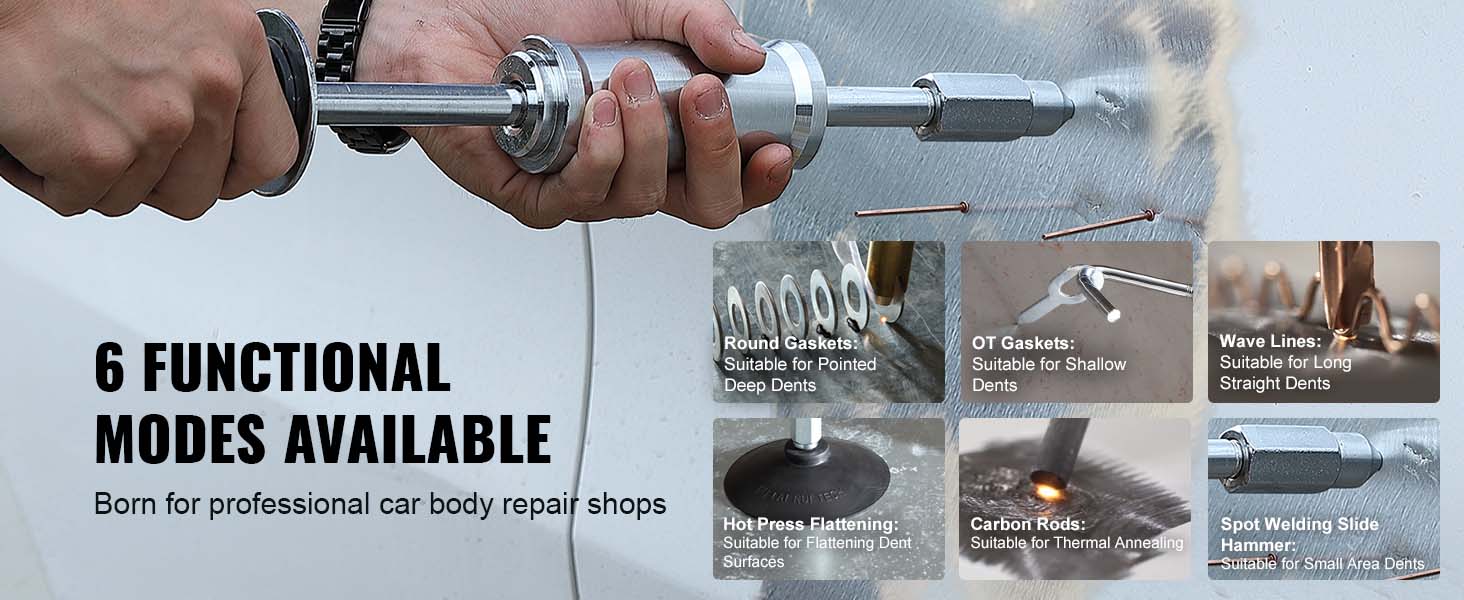 VEVOR stud welder dent repair kit with 6 functional modes for car body repair.