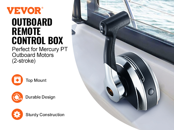 VEVOR boat throttle control top mount for mercury pt outboard motors, featuring durable and sturdy design.