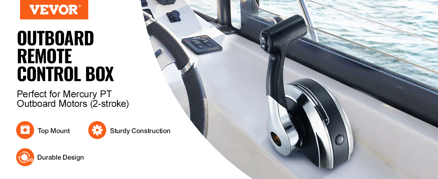 VEVOR boat throttle control top mount for mercury pt outboard motors, featuring durable and sturdy design.