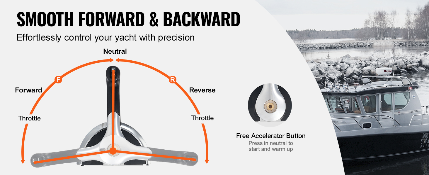 VEVOR boat throttle control offering smooth forward and reverse control for effortless yacht maneuvering.