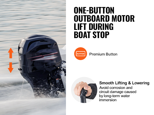 VEVOR boat throttle control enables easy one-button outboard motor lift for convenience and protection.