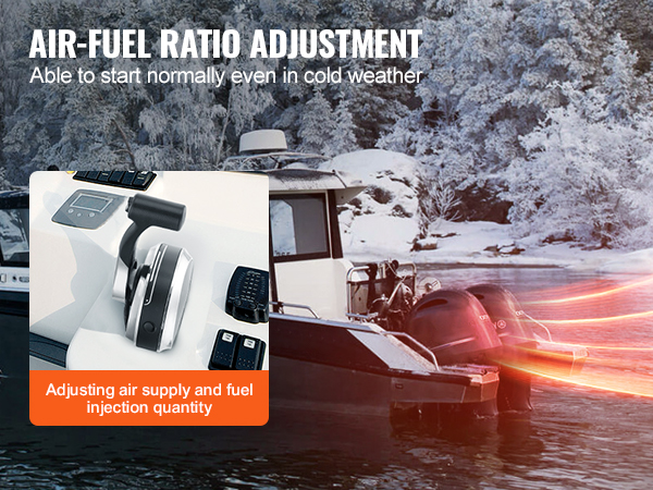boat with outboard engines utilizing air-fuel ratio adjustment for cold weather enhanced by VEVOR boat throttle control.