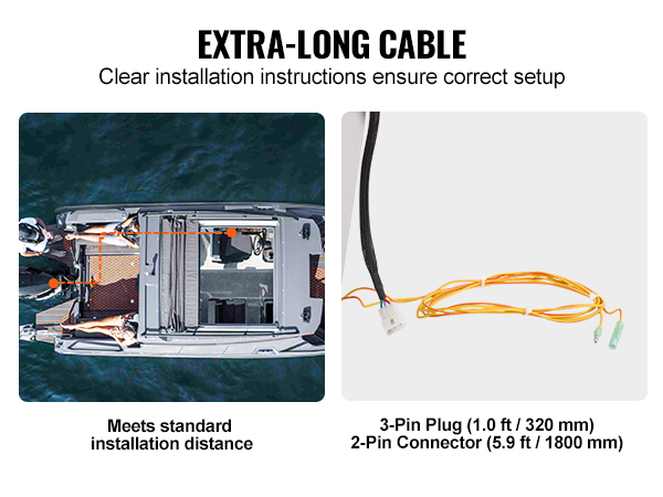 VEVOR boat throttle control with extra-long cable and comprehensive installation instructions.