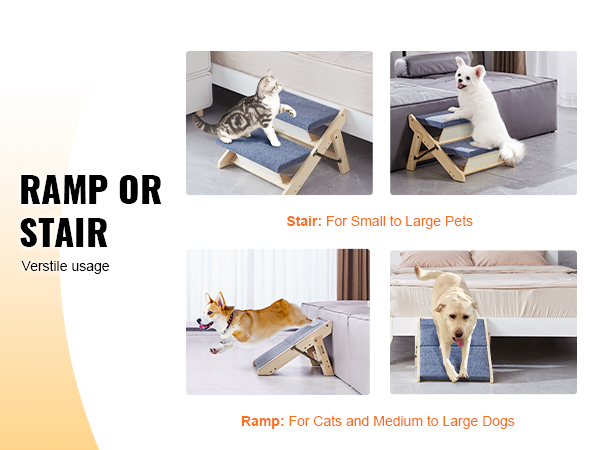VEVOR wood pet stairs for cats and dogs, versatile usage for easy access to beds and couches.
