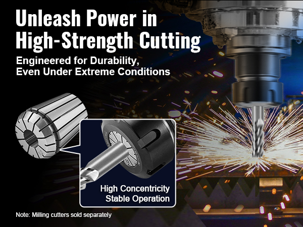VEVOR er32 collet set for high-strength cutting, ensuring durability and stability under extreme conditions.